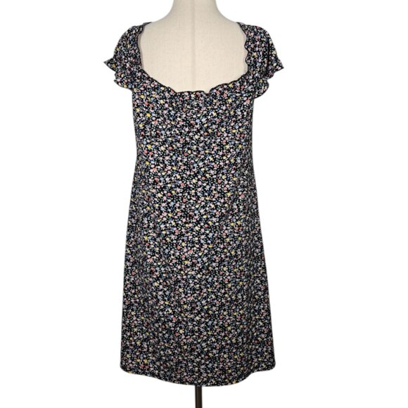 BP NORDSTROM Floral Print Ruffle Trim Mini Dress With Sweetheart Neck Sz L  NEW - Picture 6 of 10